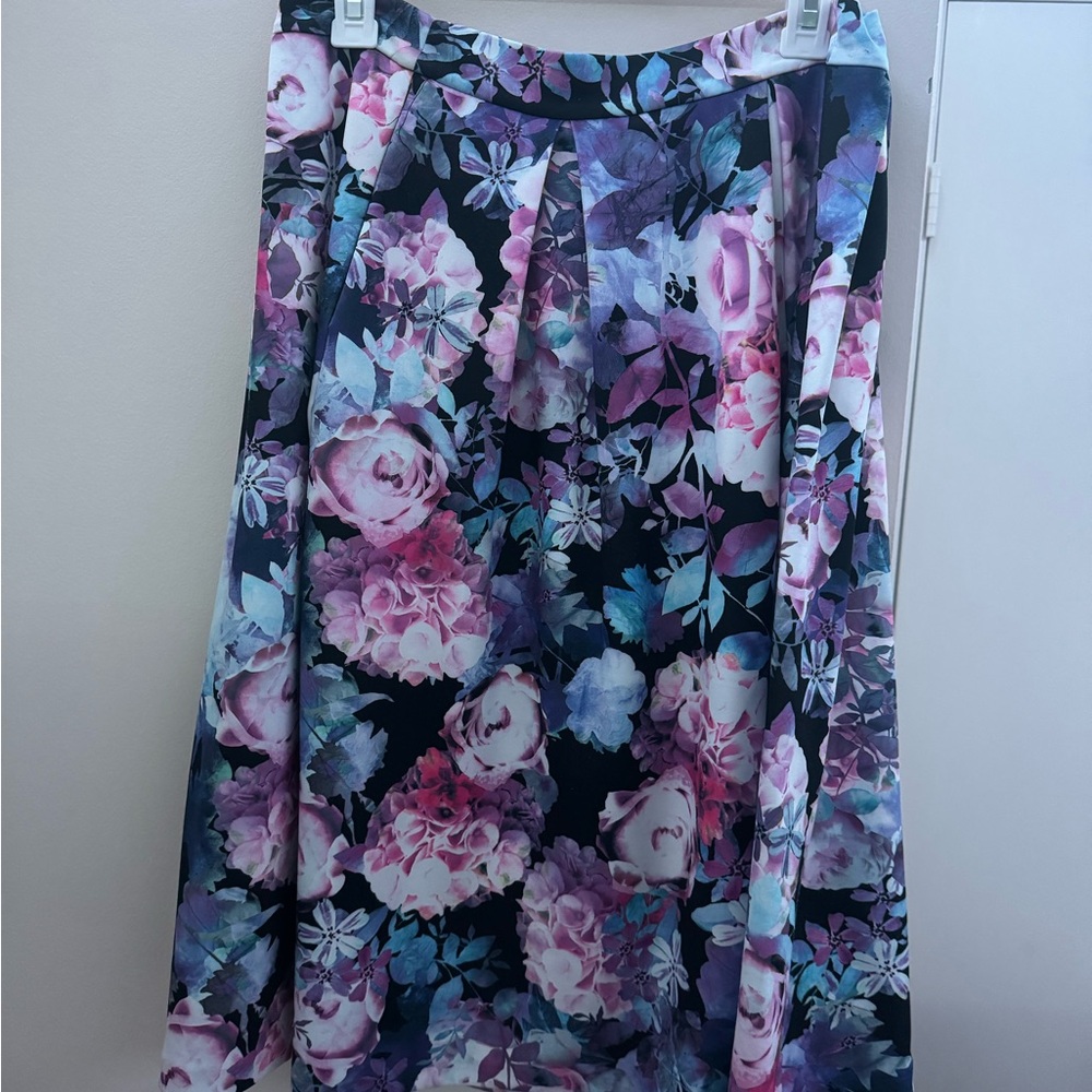 New York & Company Multicolor Floral A-Line Skirt